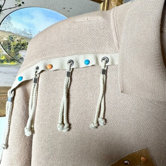 Adolfo Sport Vintage Deadstock Tunic Sweater Fringe Jeweled Drop Shoulder Medium - Picture 4 of 6